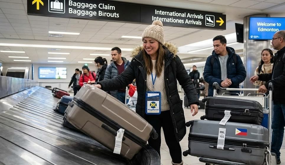 Traveler preparing for an international journey